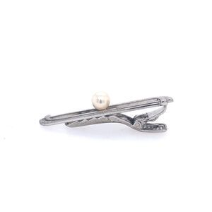 Mikimoto Estate Akoya Pearl Tie Bar Sterling Silver 6.73 mm 5.91 Grams M172